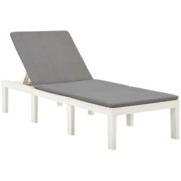 Sonnenliege mit Auflage Kunststoff Weiß vidaXL - Weiß