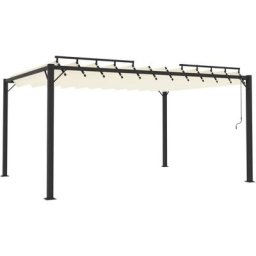 Pavillon mit Lamellendach 3x4 m Creme Stoff und Aluminium vidaXL - Creme