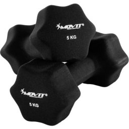 Movit - 2er Set 5,0 kg Neopren Hanteln Kurzhantel, Schwarz