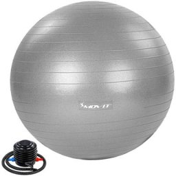 Gymnastikball mit Fußpumpe, 65 cm, silber - Movit