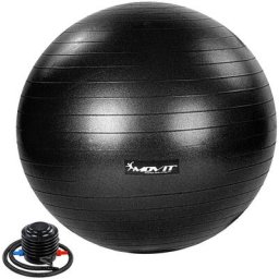 Gymnastikball mit Fußpumpe, 55 cm, schwarz - Movit