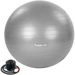 Gymnastikball mit Fußpumpe, 55 cm, silber - Movit