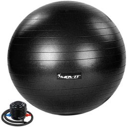 Gymnastikball mit Fußpumpe, 75 cm, schwarz - Movit