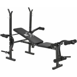 Multifunktion Hantelbank ProfiGym1000 klappbar & 4-fach verstellbar - Langhantelablage, Beincurler