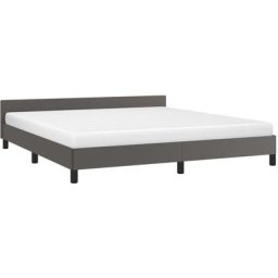 Vidaxl - Bettgestell mit Kopfteil Grau 160x200 cm Kunstleder Grau