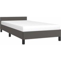 Vidaxl - Bettgestell mit Kopfteil Grau 90x200 cm Kunstleder Grau
