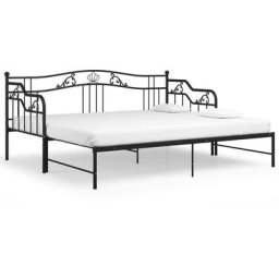 Ausziehsofa Bettgestell Schwarz Metall 90x200 cm Vidaxl Schwarz