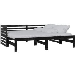 Vidaxl - Tagesbett Ausziehbar Schwarz Kiefer Massivholz 2x(90x200) cm Schwarz