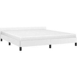 Vidaxl - Bettgestell mit Kopfteil Weiß 160x200 cm Kunstleder Weiß
