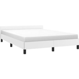 Vidaxl - Bettgestell mit Kopfteil Weiß 140x190 cm Kunstleder Weiß