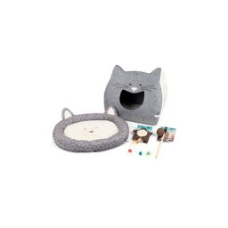VOSS.pet Cat 3 Set für Katzen, Katzenbett, Katzenhöhle, 2x Katzenspielzeug