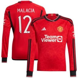 Manchester United Cup adidas Home Shirt 2023-24 - Long Sleeve with Malacia 12 printing