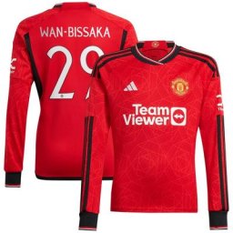 Manchester United Cup adidas Home Shirt 2023-24 - Long Sleeve with Wan-Bissaka 29 printing