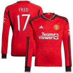 Manchester United Cup adidas Home Shirt 2023-24 - Long Sleeve with Fred 17 printing