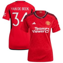Manchester United Cup adidas Home Shirt 2023-24 - Womens with Van De Beek 34 printing