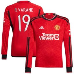Manchester United Cup adidas Home Shirt 2023-24 - Long Sleeve with R. Varane 19 printing