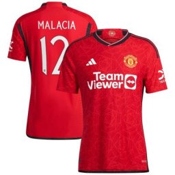 Manchester United Cup adidas Home Authentic Shirt 2023-24 with Malacia 12 printing