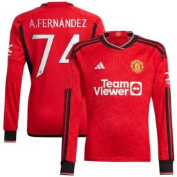 Manchester United Cup adidas Home Shirt 2023-24 - Long Sleeve with A.Fernández 74 printing