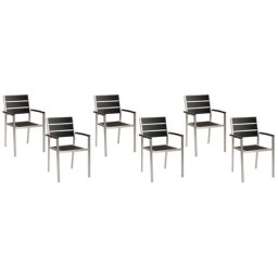 Gartenstuhl 6er Set Schwarz Kunstholz und Aluminoum Stapelbar Modern Design Sitzmöbel Outdoor Terrasse Balkon Ausstattung Möbel