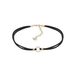 Elli Collier Halsband schwarz Choker mit Kreis 925 Silber
