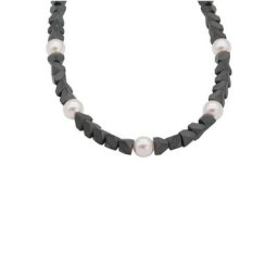 Firetti Collier Optik matt und glänzend, Dreiecke, mit Perlen (synth) und Hämatit, Made in Germany