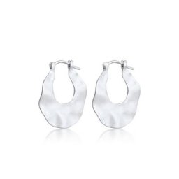 Elli Paar Creolen Wave Creolen Hänger Organic Look Matt 925 Silber