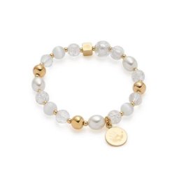 LEONARDO Edelstahlarmband gold Hope, 018113, mit Cat´s Eye, Glasperlen und imit. Perlen