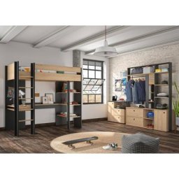 Gami Jugendzimmer-Set Duplex, (4-St., 2x offenes Schranksystem, Kommode, Hochbett)