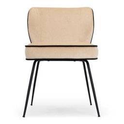 Stuhl WAYNE - Polsterstuhl, Samt in Beige & schwarzes Metall