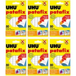 6 x UHU patafix weiß, wieder ablösbare Klebepads, 6 x 80 Stück