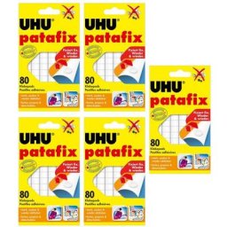 5 x UHU patafix weiß, wieder ablösbare Klebepads, 5 x 80 Stück