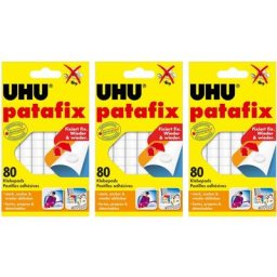 3 x UHU patafix weiß, wieder ablösbare Klebepads, 3 x 80 Stück