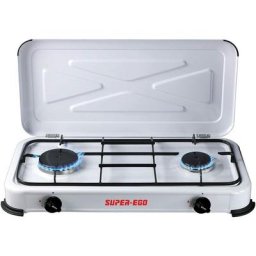 Super ego SEH024800 Tragbarer Gaskocher, Weiß, 60x10x30 cm, 2 Herdplatten