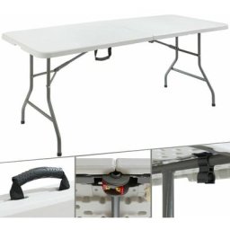 AREBOS Klapptisch 180 cm/mit Tragegriff/aus Metall und wetterfestem Kunststoff/weiß - Weiß