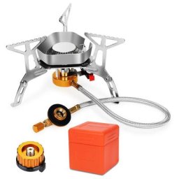 Gaskocher Campingkocher Gaskocher mit Piezozündung Adapter, Klein Faltbar Winddichter Camping