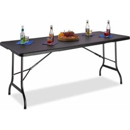 MaxxGarden Picknicktisch - Campingtisch klappbar - Rattan - 180 x 75 x 74cm - Schwarz