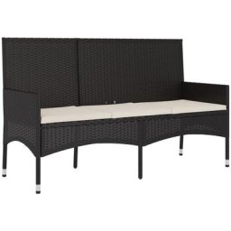 Vidaxl - Gartenbank 3-Sitzer mit Kissen Schwarz Poly Rattan Schwarz
