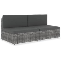 Modulares 2-Sitzer-Sofa Poly Rattan Grau vidaXL - Grau