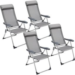 Casaria - Gartenstuhl 4er Set Hochlehner 7-fach Verstellbar Alu Klappbar mit hoher Armlehne