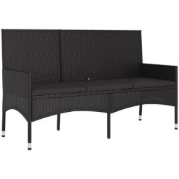 Vidaxl - Gartenbank 3-Sitzer mit Kissen Schwarz Poly Rattan Schwarz