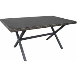Gartentisch Chillvert Varenna Stahl und Synthetisches Rattan 160x90x73 cm Grau mit Glas