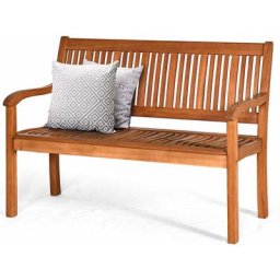 Goplus Gartenbank aus Eukalyptusholz, Parkbank bis 320kg belastbar, 2-Sitzer Sitzbank mit