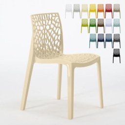 Stapelbar Polypropylen Küche Bar Stühle Gruvyer Farbe: Beige - Grand Soleil