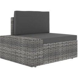 Modulares Sofa-Eckteil mit Armlehne (rechts) Poly Rattan Grau vidaXL - Grau