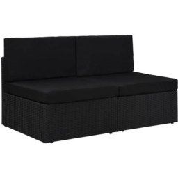 Vidaxl - Modulares 2-Sitzer-Sofa Poly Rattan Schwarz Schwarz