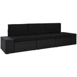 Vidaxl - Modulares 3-Sitzer-Sofa Poly Rattan Schwarz Schwarz