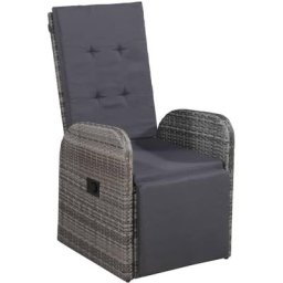 Vidaxl - Garten-Liegestuhl mit Auflage Poly Rattan Grau Grau
