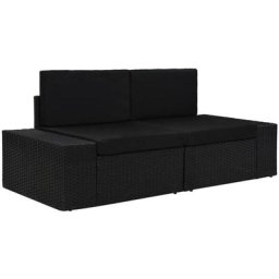 Modulares 2-Sitzer-Sofa Poly Rattan Schwarz Vidaxl Schwarz