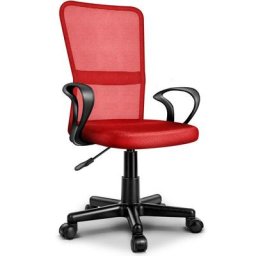 Bürostuhl rot Schreibtischstuhl Drehstuhl, mit Armlehnen & Kunststoff-Leichtlaufrollen, stufenlos