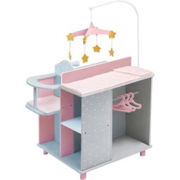 Puppen-Wickeltisch Puppenschrank Puppenzubehör Spielzeug Olivias World TD-0203AG - Rosa/Grau